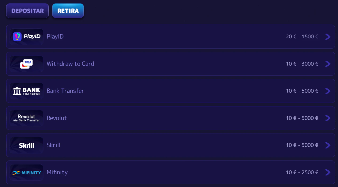 Métodos de pago de Alf Casino